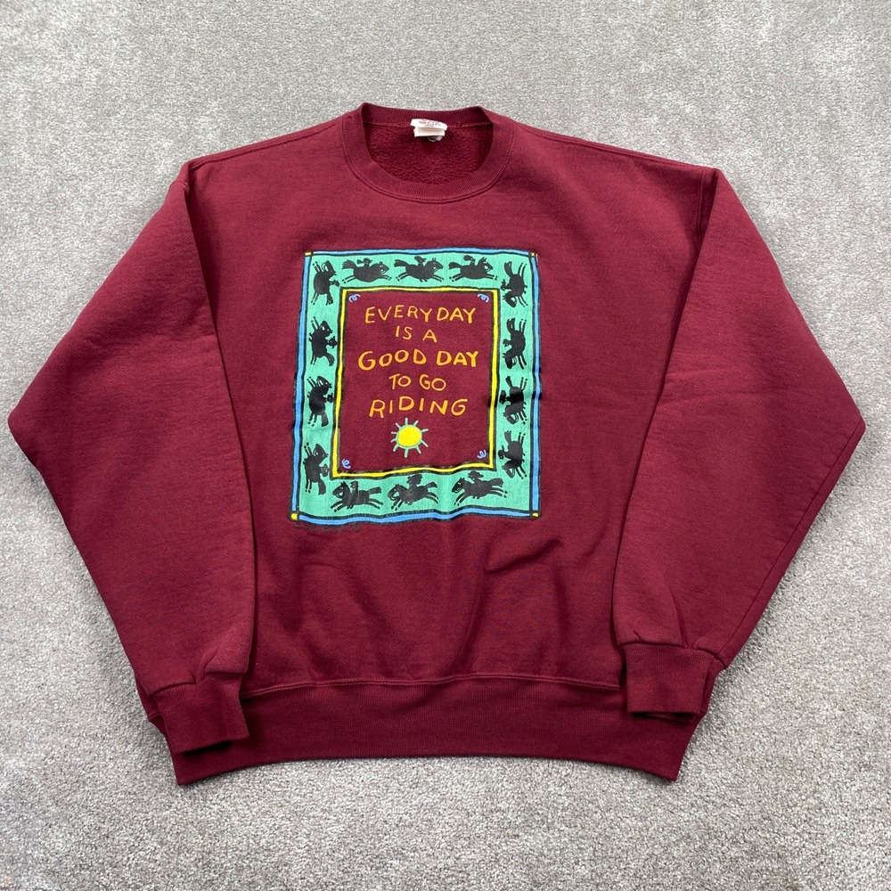 Vintage‎ Burgundy Sweatshirt Everyday Is A Good Day To Go Riding Horses Graphic